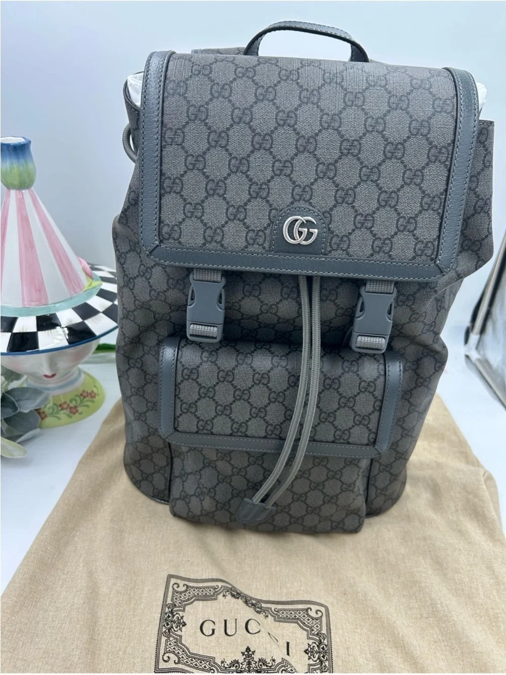 Unisex Gucci, GG supreme canvas backpack made in Italy NWT